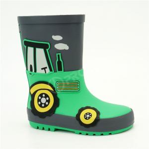 Не ботинки дождя мальчиков выскальзывания зеленые, 3D напечатали ботинки детей резиновые