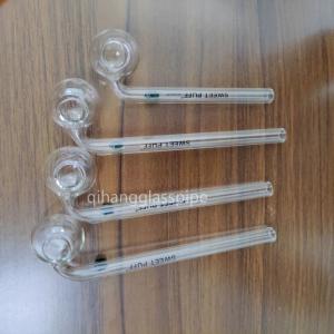 China wholesale sweet puff glass pipe oil burner water pipe  12/14/15/16 cm for somking pipe supplier