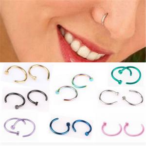 Women Stainless Steel Nostril Nose Hoop Stud Ring Clip On Nose Body Jewelry Fake Piercing Jewelry 6 8 10 12mm