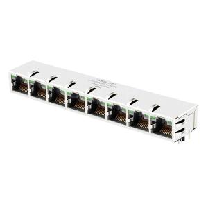 China Pulse JG0-0028NL Compatible LINK-PP LPJG88851AWNL 1000 Base-T 1x8 Port RJ45 Ethernet MagJacks Tab Up Vert/vert LED supplier