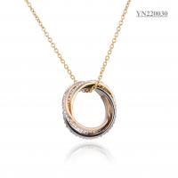 China Classic Jewelry Stainless Steel Necklace 3Pcs Rings Rhinestone Jewelry Necklace on sale