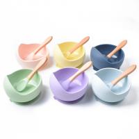 China Heat Resistant Silicone Feeding Bowl Purple Pink Weaning Sets Silicone on sale