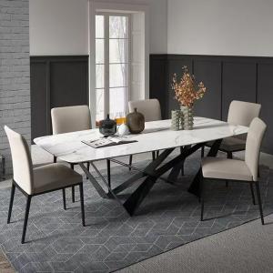 Italian luxury modern Rectangle dining table and 6 chairs dining room set for 6