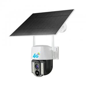 Wireless Solar Outdoor 4G Security Camera , Solar Panel Pan Tilt Camera