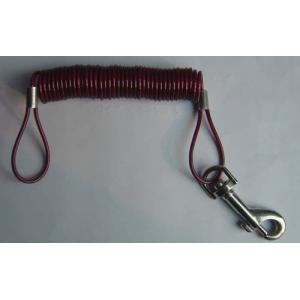 China Stainless steel reinforced wire coil lanyard with zinc alloy strong carabiner latch 1pcs supplier