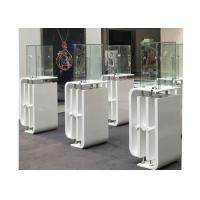 China Shining White Coating Custom Glass Display Cases With High Pole LED Lights on sale