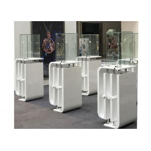 Shining White Coating Custom Glass Display Cases With High Pole LED Lights