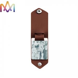SS316L Leather Photo Key Chain With Engraving Words