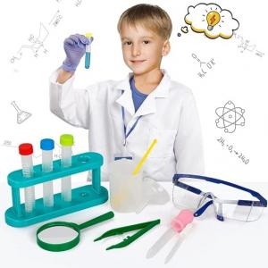 Scientist Costume For Kids Lab Coat With Science Experiment Kit Dress Up & Pretend Play For Boys Girls Age 4-8