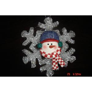 China Glass Sowflake Shopping Mall Christmas Decorations with Dressed Snowman Head supplier