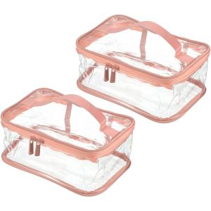 Clear Toiletry Bag PVC Makeup Bag Cosmetic Pouch with Zipper Handle Strap Waterproof for Travel