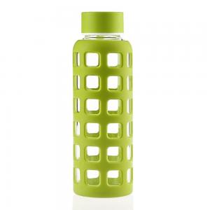 China Borosilicate Glass Sports Water Bottle , Reusable Glass Water Bottles With Silicone Sleeve supplier