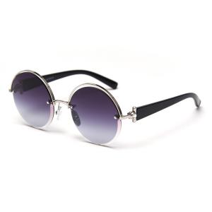 Cut Half Frame UV400 Hollow Round Polarized Sunglasses Female Ins Net Celebrity Street Fashion