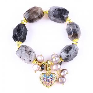 China Handmade Gemstone Bracelet Adjustable Charm Black Rutilate Quartz Bracelet Natural Stone Pearl Jewelry For Daily Wearing supplier