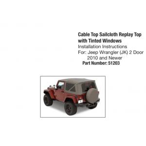 51203 Fabric Sailcloth Replay Soft Top Factory Canva for Jeep Wrangler 2 Door 2010+