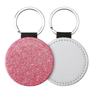 China Porte-clés par sublimation en cuir vierge coloré, simple face, pailleté, porte-clés personnalisé wholesale