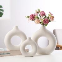 Nordic Multicolor Round Flower Vase Ceramict Donut Vase for Home Decor