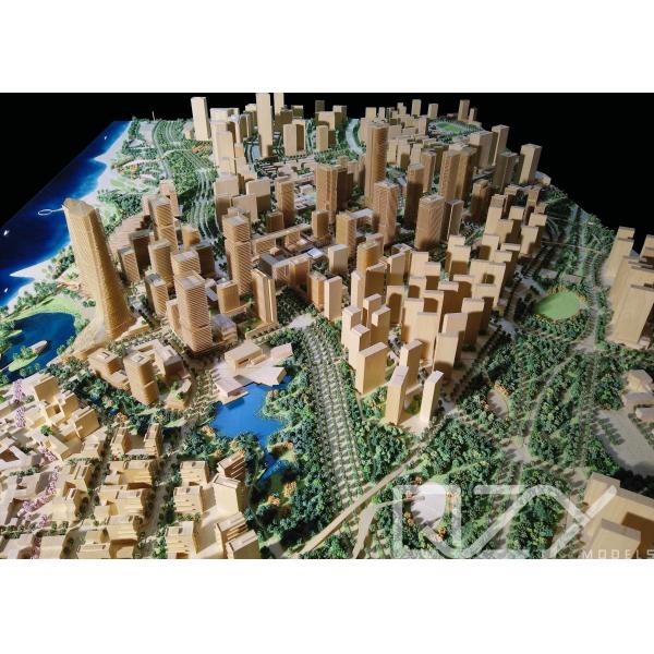 Modelo arquitectónico en miniatura de Aecom Basswood con iluminación LED para el proyecto TOD de Xiamen a escala 1:600 y ciclo de producción de 12 días