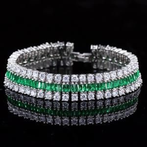 China Summer Cute Crystal Bracele Jewelry Cluster Colorful CZ Stone Bracelet SIlver Plated Bracelet for Women Banquet Dinner supplier