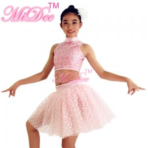 China Ballet Jazz And Belly Dancing Clothes Sequin High Neck Sleeveless Prints Skirt Figure Skating Competition Dress supplier