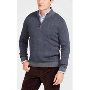 12GG Mens Grey Quarter Zip Sweater , 55 Cotton 45 Modal Polo Pullover Sweater