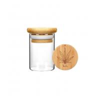 China High Temperature Resistance Borosilicate Glass Jar with Wood Suction Lid on sale