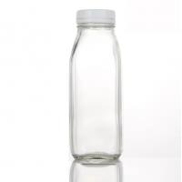 China Square 500ML 1000ML Empty Milk Fruit Juice Drink Glass Bottles With White Tamper Proof Cap on sale