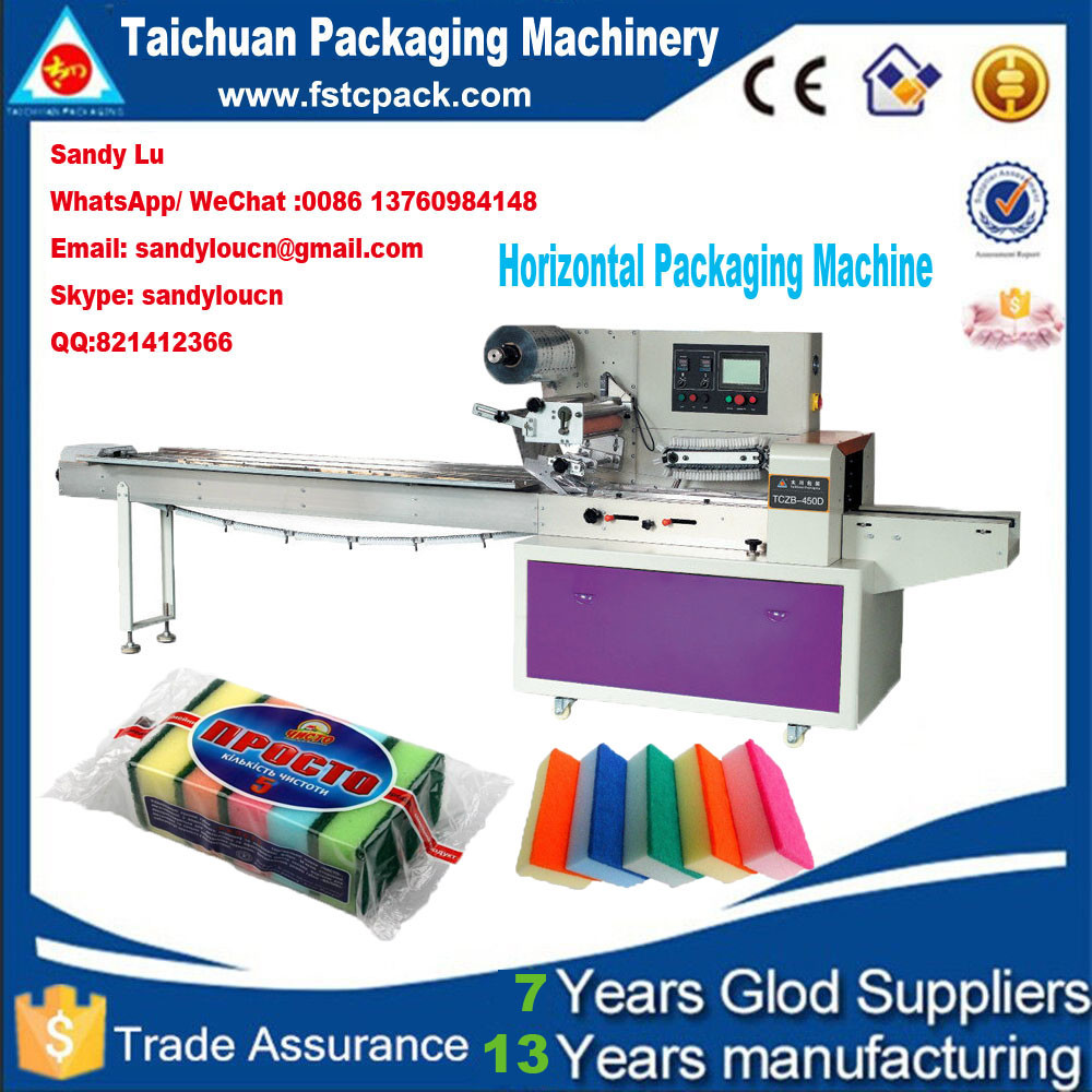 China Máquina de empacotamento horizontal para a esponja, polidor, espuma, pano baorbent supplier
