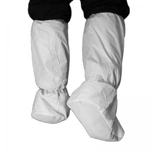 China Anti Dust White Disposable Shoe Covers , Disposable Knee High Boot Covers supplier