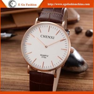 China 076A Genuine Leather Watch PU Leather Strap Watches Unisex Watch Sports Watch Casual Watch supplier