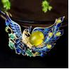 Gold Plated Fashion Enamel Phoenix Pendant Necklace with Silver Chain 18 inches