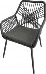 Garden Steel Polyester Rope Single Wicker Chair with Cushion