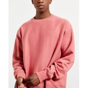 Dropped Shoulder Fleece Crew Neck Sweatshirt Men Hoodies Pink Color