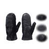 Sheep Skin Double Face Leather Mitten Gloves Black Color Grace Appearances