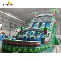 China Green Large Inflatable Water Slide Commercial Screamer Water Slide With Pool on sale