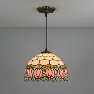 Vintage Tiffany Pendant Lights Mediterranean Baroque Stained Glass Hanging Lamp(WH-TF-25)