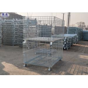 China Foldable Lockable Metal Wire Mesh Pallet Cages for Transportation supplier