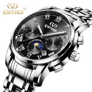 KINYUED J015-2 Luminous OEM Custom Watches Waterproof Stainless Steel Strap Automatic Mechanical Men's Watch