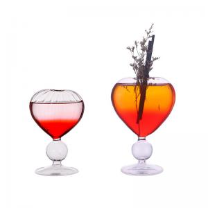 Clear Heart Shaped 180ml 380ml Glass Goblets Bulk For Nightclub Bar