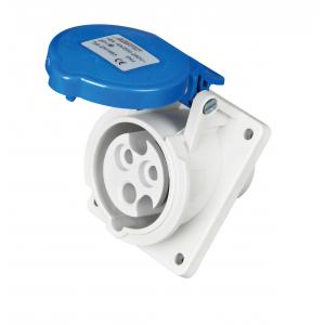 Panel Mounted Industrial Socket Outlet With Blue Cover 3rd Generation