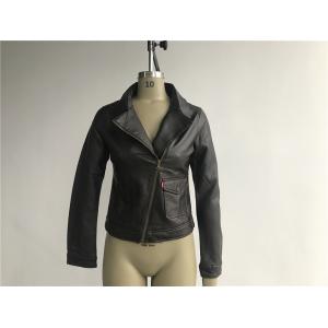 Womens Dark Brown PU Leather Jacket With Plastic Zip Through S M L XL LEDO1727