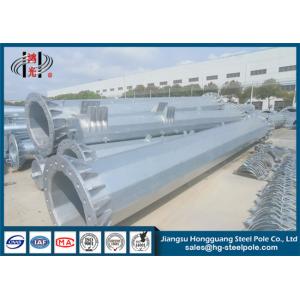 China Flange Connection Type Electrical Galvanized Steel Pole With Anchor Bolt Q345 supplier