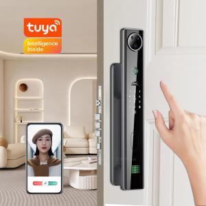 China Peephole Smart Home Front Door Lock Tuya Biometric Anti Peep Code Keyless Unlock supplier