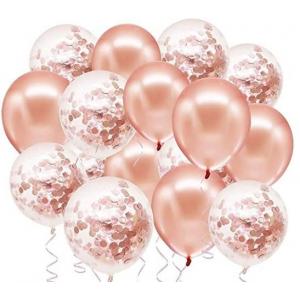 China Rose Gold Balloons + White Balloons + Confetti Balloons w/Ribbon | Rosegold Balloons for Parties supplier