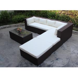 4 piece -L shaped hotel lobby sofa commercial hotel furniture rattan sofa bed set-16202