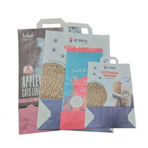 China 5kg 10kg Custom Printed Paper Bag With Handle Empty Tofu Cat Litter Bag supplier