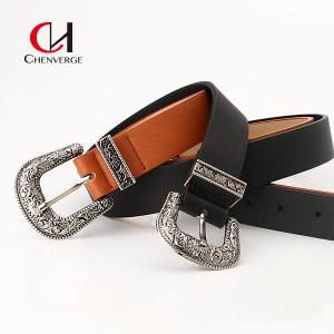 China Classic Ladies Leather Belt Vintage Needle Buckle Decorative Black Color supplier