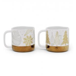 Christmas Mug Ceramic Tea Coffee Mug Electroplated Decal Porcelain Golden White