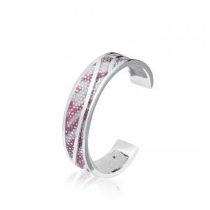 China Hot Pink Sterling Silver Cuff Bracelet 13mm Width With Adjustable Opening supplier