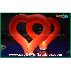 Wedding Outdoor Inflatable Decorations Red Nylon Inflatable Heart With LED Light